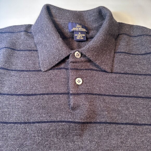 Brooks Brothers 346 Merino Wool Polo Sweater Mens Extra Fine Italian Button Top - Picture 11 of 16